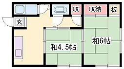 光栄荘 2Kの間取図画像