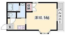 ハイネス花北 1Kの間取図画像