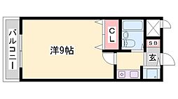 ベルトピア飾磨 1Kの間取図画像
