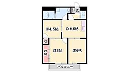 エスポワール砥堀 2階3DKの間取り