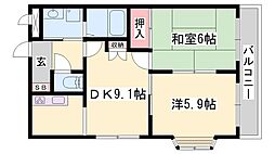 エクセルコート 2DKの間取図画像