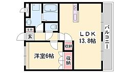 サンシャイン1号館 1LDKの間取図画像