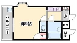 セピア51 1Kの間取図画像