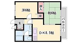 ハイツサンシティー保城 2DKの間取図画像