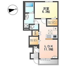 ヴィラ・フェリーチェ 1階1LDKの間取り