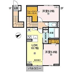 グランフェリーチェ 2LDKの間取図画像