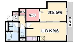 モダンコート東阿保 1LDKの間取図画像