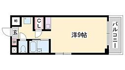土井ハイツ北条口 ワンルームの間取図画像