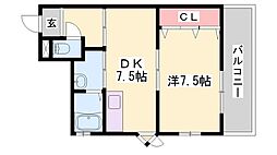カサグランデモモ 1DKの間取図画像