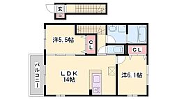 グレイスC棟 2LDKの間取図画像