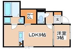 オーシャンコート北今宿 1LDKの間取図画像