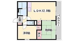 森本ハイツ 2LDKの間取図画像