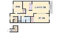 クレイオ 2LDKの間取図画像
