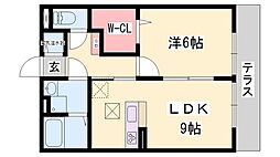 ラフレシールA棟 1LDKの間取図画像