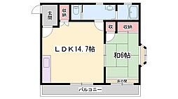 メトレス神崎 1LDKの間取図画像