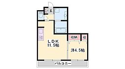 ベルフォーレ2 1LDKの間取図画像