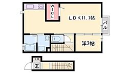 プラムコート 1LDKの間取図画像