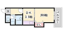 ハイツエーアンドエム中地南町 1DKの間取図画像