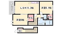 エクセレント大野 2LDKの間取図画像
