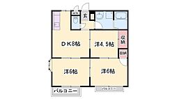 オアシスやまなA棟 3DKの間取図画像