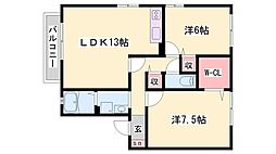 サンハイム 2LDKの間取図画像