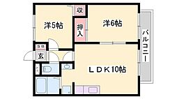 サンライフ新町B棟 2LDKの間取図画像