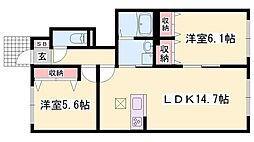 メゾン福渡A 2LDKの間取図画像