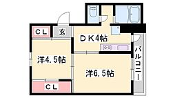 ヴィラナリー上郡2棟 2DKの間取図画像