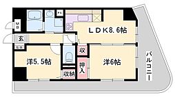 ライオンズマンション姫路 2DKの間取図画像