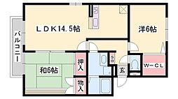 ロイヤルグレース花田C棟 2LDKの間取図画像