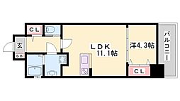ラルース元塩 1LDKの間取図画像
