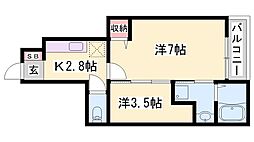 アマルフィ37 1SKの間取図画像