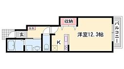 ラフレシールあぼしB ワンルームの間取図画像