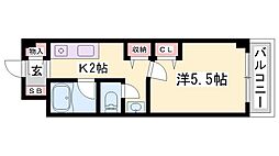 シティヒルズ2 1Kの間取図画像