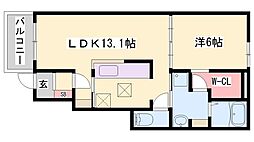 ジュワイユー・ベル1 1LDKの間取図画像