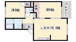 エステートパレスA棟 2LDKの間取図画像