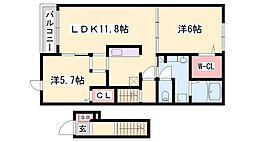 アトランティスS 2LDKの間取図画像