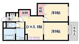 プラムガーデンハウス 2DKの間取図画像