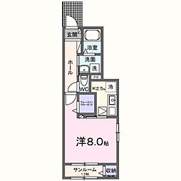 RiverTerrace1 1Kの間取図画像