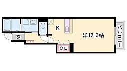 ラフレシール 1Kの間取図画像