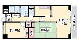 ライオンズマンション姫路東今宿 2LDKの間取図画像