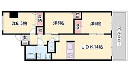 ハーモニー三幸 3LDKの間取図画像
