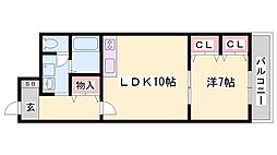 上野マンション 1LDKの間取図画像