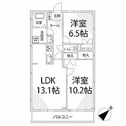 キャッスルコート御立唐立 2LDKの間取図画像