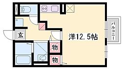 サルドセジュール ワンルームの間取図画像