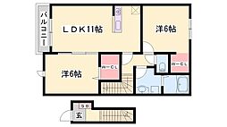 メゾン・ド・キャッスル 2LDKの間取図画像