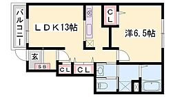 エクセルシアC棟 1LDKの間取図画像