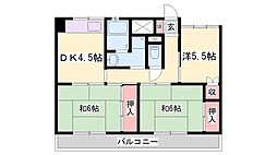 ビレッジハウス中村1号棟 3DKの間取図画像