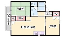 東山ハイツA棟 3DKの間取図画像