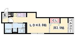 ALEGRIA飾磨 1LDKの間取図画像